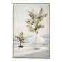 OIL PAINTING ON TOP OF PRINTED CANVAS WITH WHITE VASES AND GREEN FLOWERS WITH WHITE FRAME 82.5Χ4.5Χ122.5CM