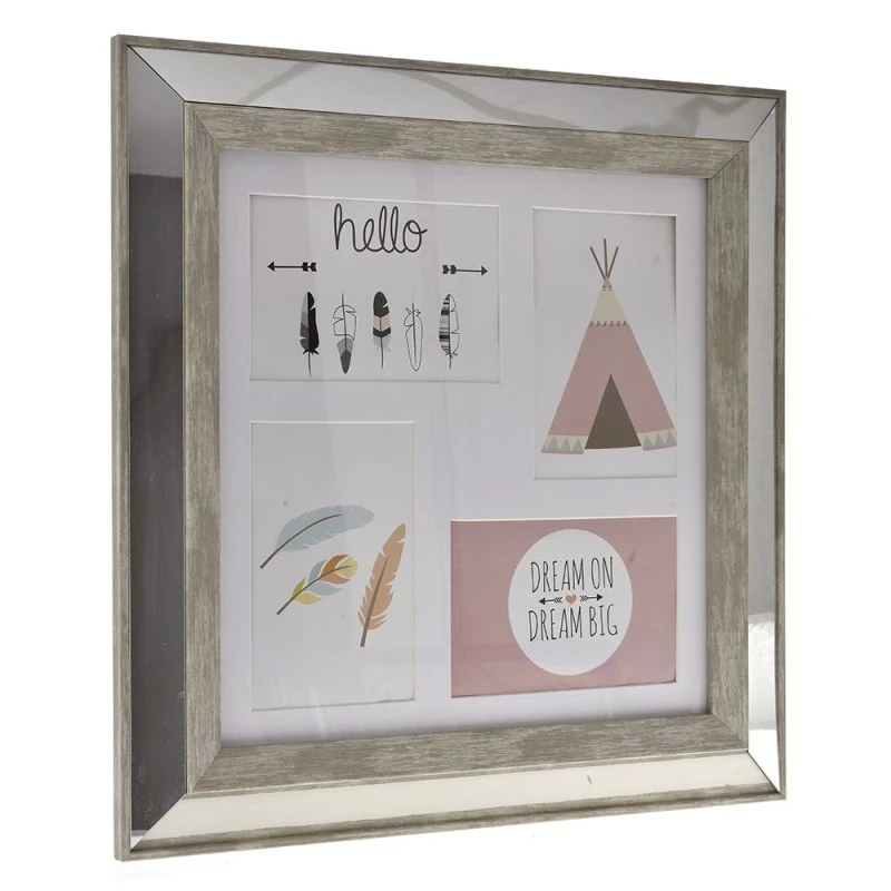 PLASTIC PHOTO MULTIFRAME WITH MIRROR EDGES 39x39CM FOR PHOTO 10x15CM