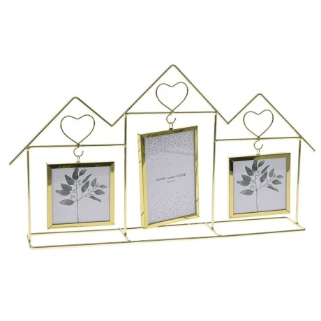 GOLD METAL MULTIFRAME PHOTO WITH GLASS 50x28cm