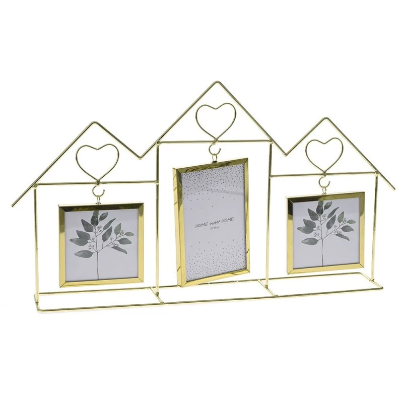 GOLD METAL MULTIFRAME PHOTO WITH GLASS 50x28cm