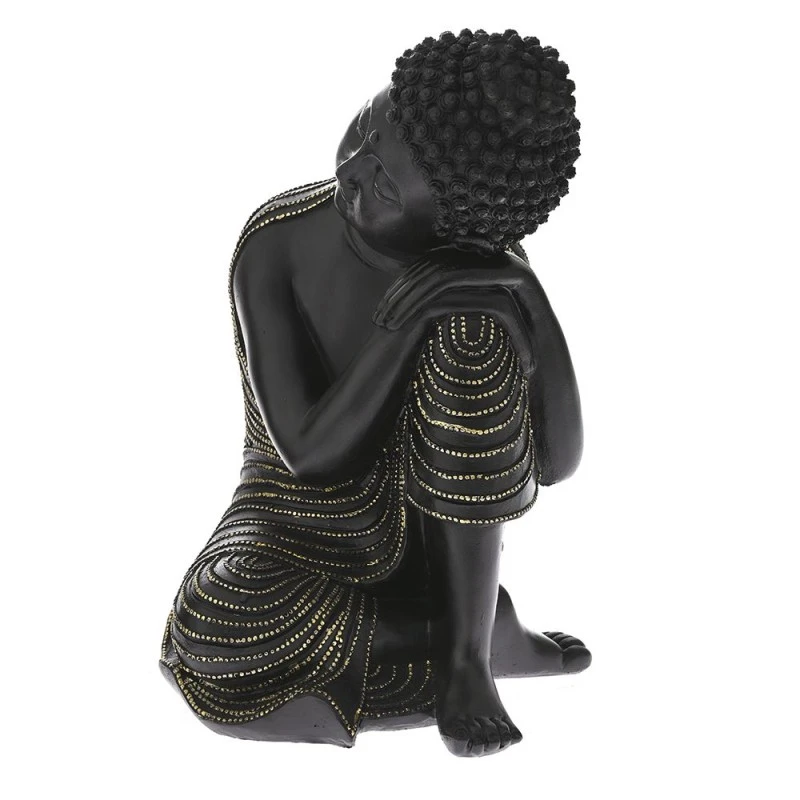 DECO POLYRESIN BLACK BUDDHA SITTING 22x21x31CM
