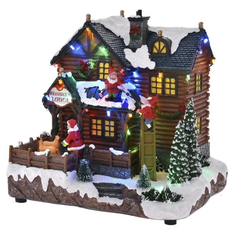 CHRISTMAS REINDEER DODGE ANIMATED WITH LIGHTS AND MUSIC 25X19X25CM