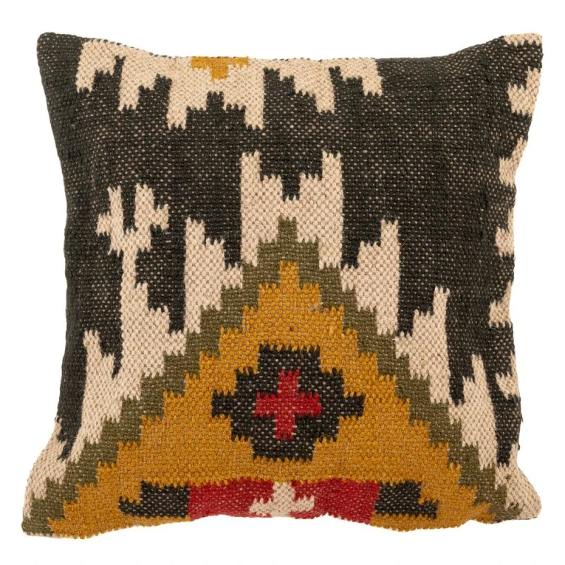MULTICOLOR COTTON FABRIC FILLED CUSHION WITH GEOMETRICAL DESIGNS 45X45CM