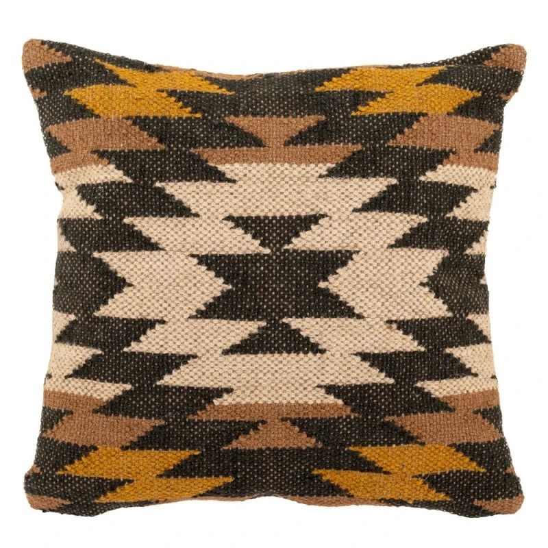 MULTICOLOR COTTON FABRIC FILLED CUSHION WITH GEOMETRICAL DESIGNS 45X45CM