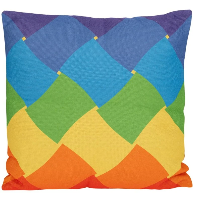 MULTICOLOR COTTON FABRIC FILLED CUSHION 45X45CM