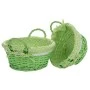 SET 2 GREEN FABRIC ROUND BASKET D30X14-D25X12CM