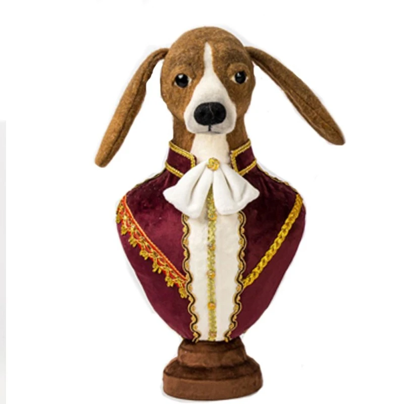 BROWN DOG BUST STATUE 24X20X45CM