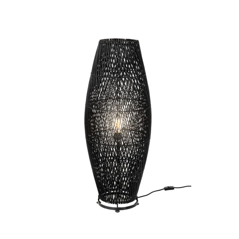 DECO RATTAN FLOOR BLACK LAMP D36x92CM