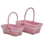 SET 2 PINK FABRIC BASKET 30X22X12 30-25X15X10 25CM