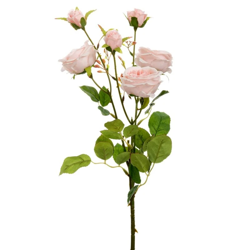 ARTIFICIAL L.PINK ROSE STEM X6 66CM