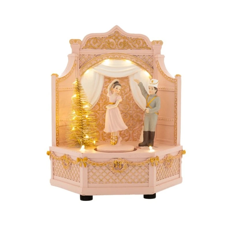RESIN CHRISTMAS BALLROOM DANCE SCENE 18x12.5x21CM WITH MUSIC-LIGHTS-ROTATING BATTERY OPPERATED