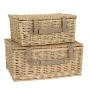 SET 2 GREY WILLOW PICNIC BASKET WITH HANDLE 45Χ34Χ18  38X26X15CM