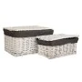 SET 2 WHITE BASKET WITH FABRIC LINING A:53X34X26 B:43X29X18 CM