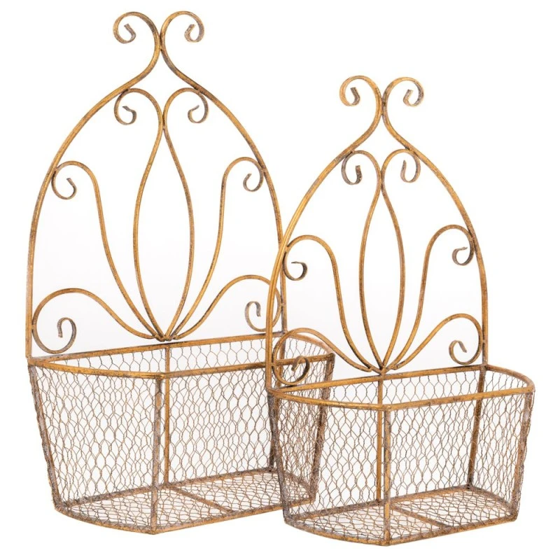 SET 2 DECO GOLD METAL BIRD CAGE 40X19X63  35X17X55CM