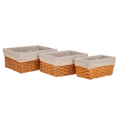 SET 3 HONEY BASKET WITH FABRIC LINING A:35X25X15 B:30X20X13 C:25X15X11 CM