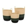 SET 3 PAPER ROPE BASKET GREEN BLACK 40X45 35X38 30X31CM