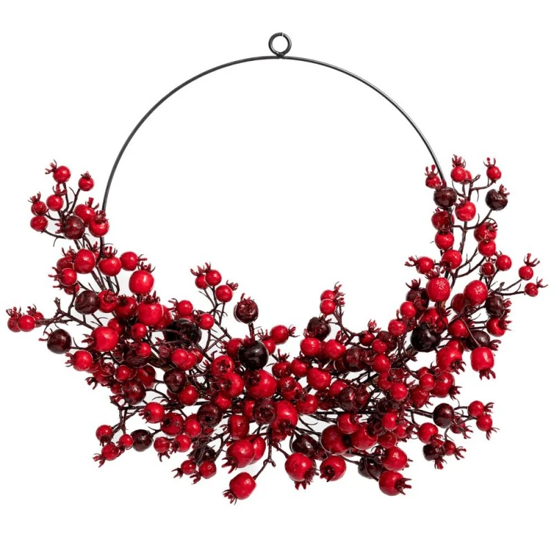 RED WREATH WITH BERRIES 30CM