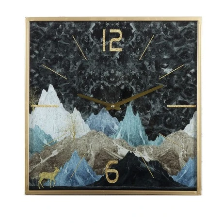 SQUARE WALL CLOCK MOUNTAIN 40x40x5CM