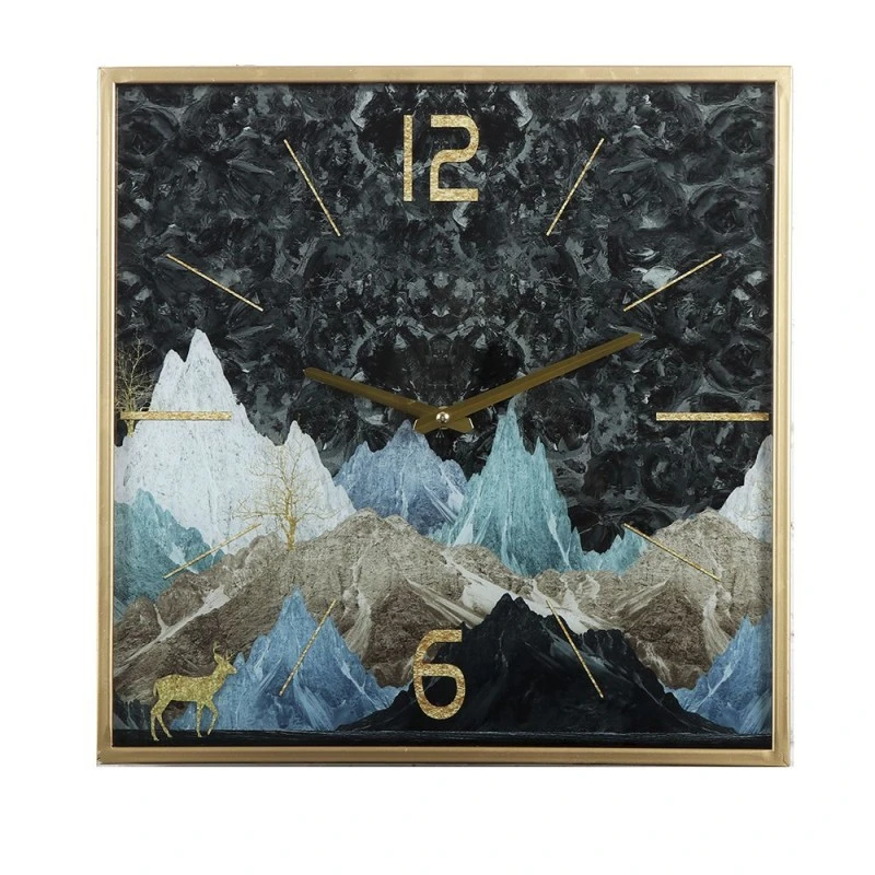 SQUARE WALL CLOCK MOUNTAIN 40x40x5CM
