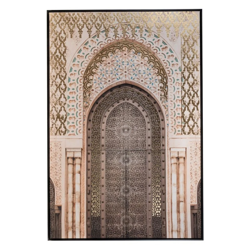 THE ORIENTAL DOOR OIL PAINTING 80Χ120CM WITH BLACK FRAME ON PRINTED CANVAS