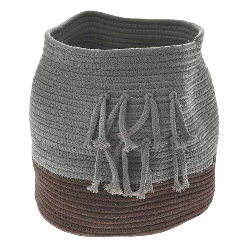 COTTON GREY BROWN BASKET D24x26CM