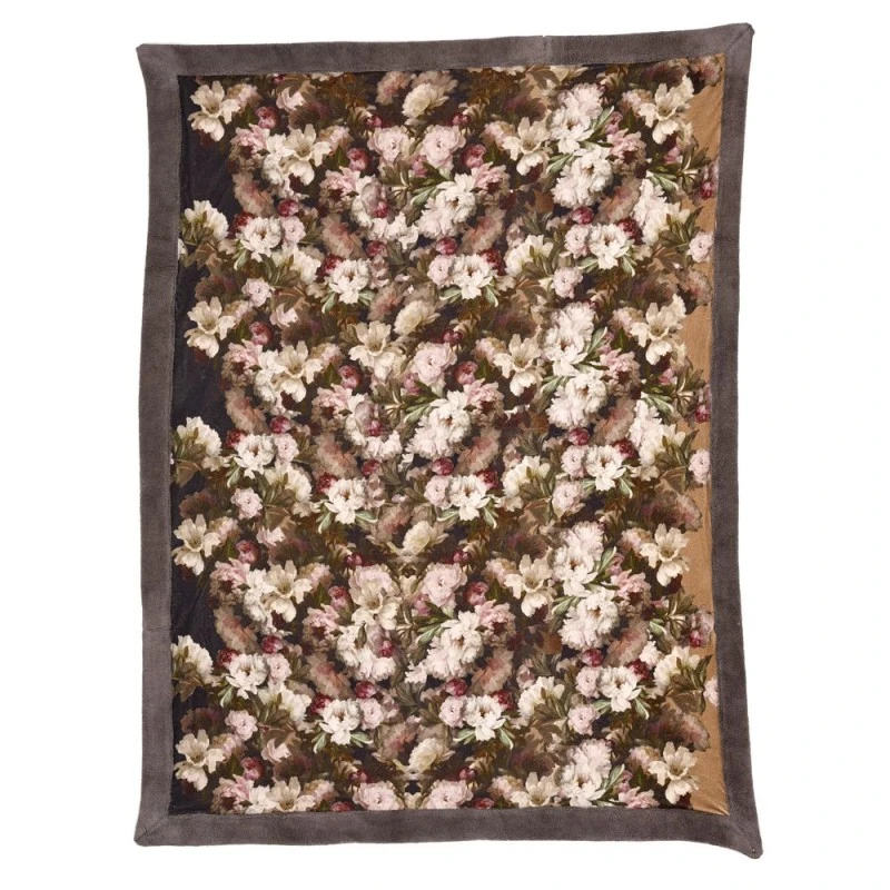 COTTON VELVET LINEN THROW 130X170CM MULTI FLOWERS DESIGN