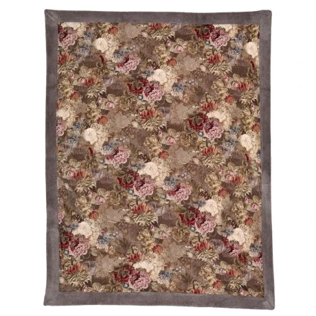 COTTON VELVET LINEN THROW 130X170CM FLOWERS DESIGN