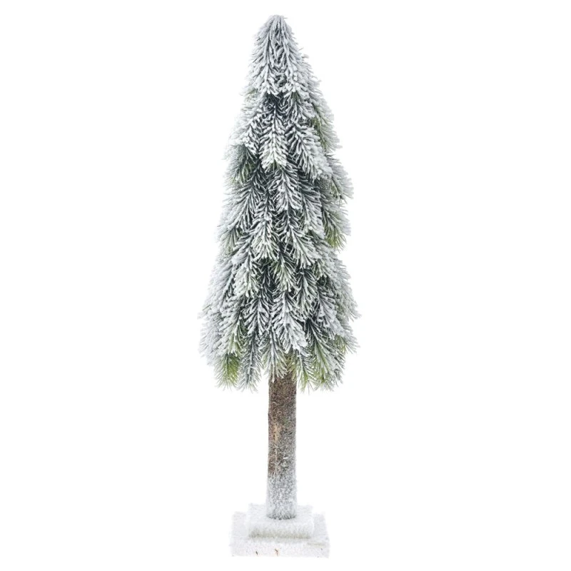 PLASTIC CONE TREE ON MDF BASE D19X60 CM WITH SNOW FINISH