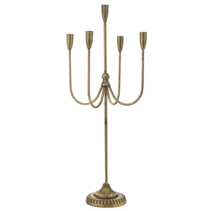 GOLD METAL 5 PIECE CANDLE HOLDER 24X24X74CM