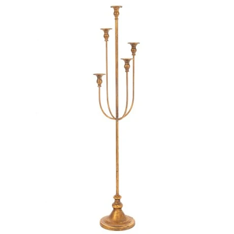 GOLD ALUMINIUM 5 ARM CANDLELABRA 25Χ25X110CM