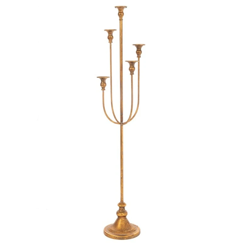 GOLD ALUMINIUM 5 ARM CANDLELABRA 25Χ25X110CM