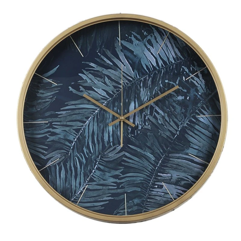 GOLD METAL WALL CLOCK LEAVES 50x50x6CM