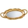 DECO BRONZE RESIN ROUND TRAY WITH MIRROR 48,5Χ28Χ5CM
