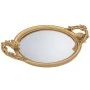 DECO GOLD ROUND RESIN TRAY WITH MIRROR AND HANDLES 36X26X4,5CM
