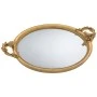 DECO GOLD ROUND RESIN TRAY WITH MIRROR AND HANDLES 50Χ40,5X6CM