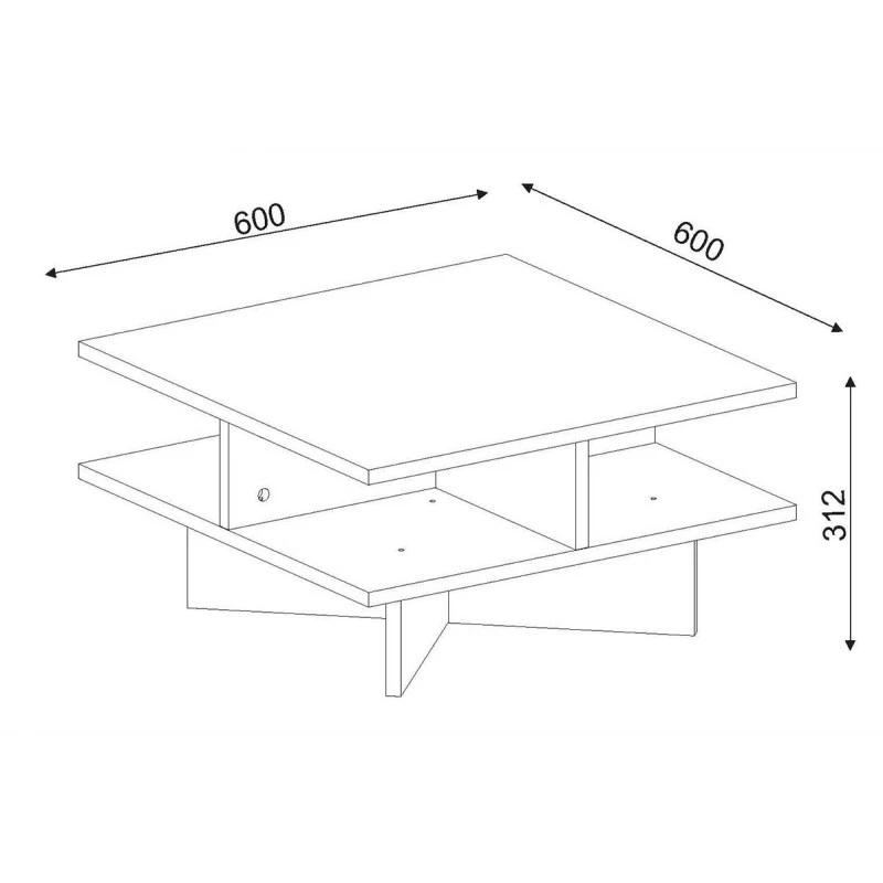 Τραπέζι σαλονιού Cross pakoworld χρώμα καρυδί - λευκό 60x60x31εκ