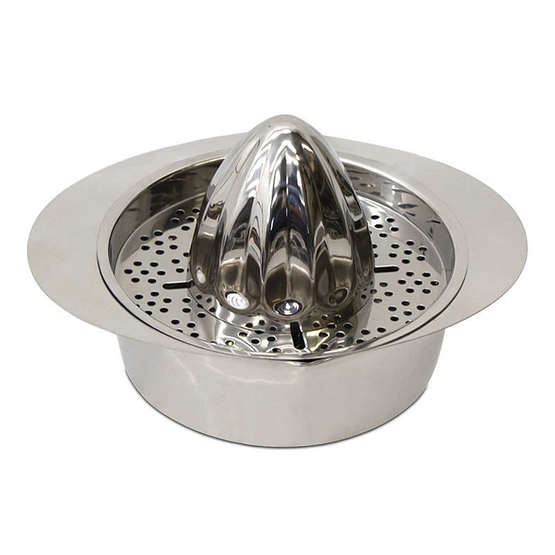 Homeplus lemon squeezer inox with 2 cones in silver color 18x15x14cm.