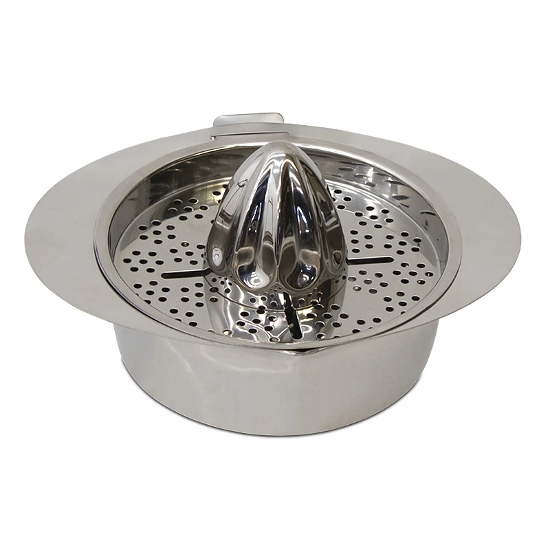 Homeplus lemon squeezer inox with 2 cones in silver color 18x15x14cm.
