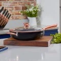 Frying pan with non-stick lid made of aluminum bronzed No24