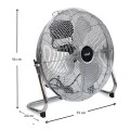 Floor fan 18'' 46cm 90W metallic in silver color 55x24x56cm.