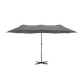 Double garden umbrella with metal frame and crank in grey color 4.60x2.70m.
