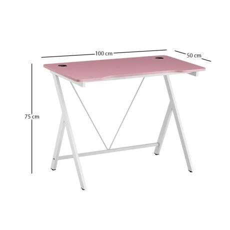 ΓΡΑΦΕΙΟ 100X50X75εκ.ΡΟΖ MDF/ΛΕΥΚΟ ΜΕΤΑΛΛΙΚΟ