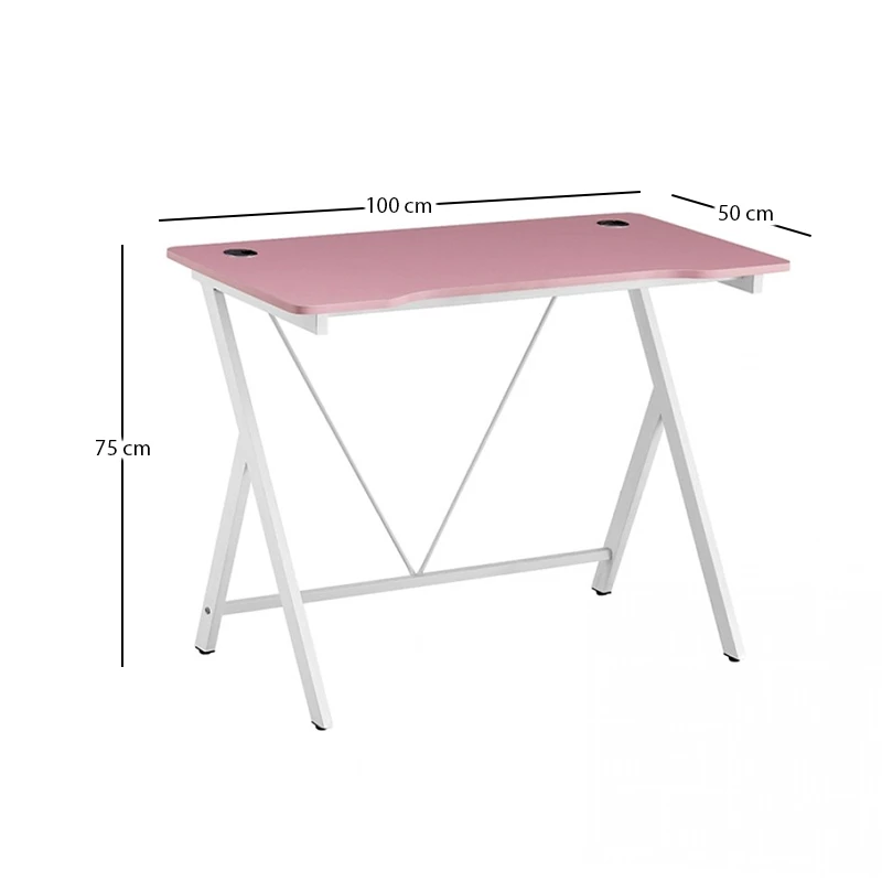 ΓΡΑΦΕΙΟ 100X50X75εκ.ΡΟΖ MDF/ΛΕΥΚΟ ΜΕΤΑΛΛΙΚΟ