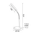 Desk lamp LED 5W color white 16x13x47.5cm.