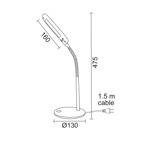Desk lamp LED 5W color white 16x13x47.5cm.