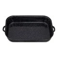 Rectangular enameled hull in black color 36x23x6cm.