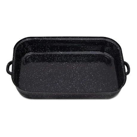 Enameled rectangular hull in black color 40x25x6cm.