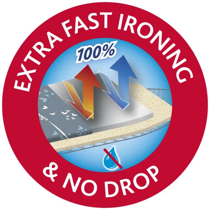 REFLECT VILEDA metallic ironing board with ironing cloth 120x38x74/97cm.