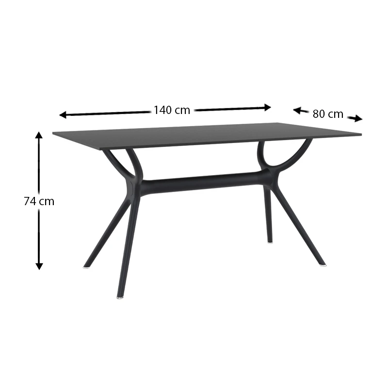 ΑΙΡ ΤΡΑΠΕΖΙ 140Χ80εκ. BLACK LAMINATE 12mm - 20.0184
