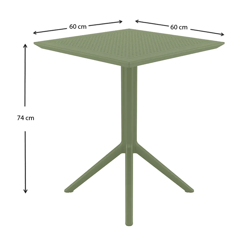 ΣΚΑΙ ΤΡΑΠΕΖΙ ΠΤΥΣ/ΝΟ 60Χ60X74εκ. OLIVE GREEN ΠΟΛ/ΝΙΟΥ - 20.0291